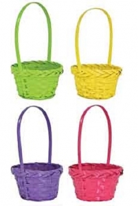 Round Bright Color Design Basket with Liner S/4 6" 