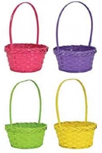 Round Bright Color Design Basket with Liner S/4 8'' 