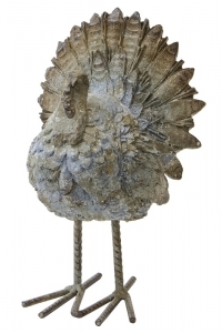 Rustic Blue Resin Turkey with Wire Feet S/2  5" x 7"