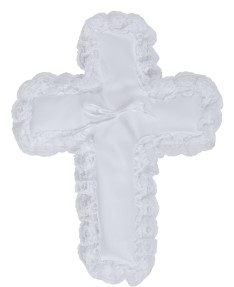 Satin/Lace Cross Pillow Ivory or White 