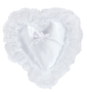 Satin/Lace Heart Pillow  Ivory or White 
