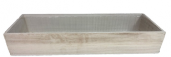 Shallow White Wooden Window Box with Liner 
18" x 6.5" x 3"