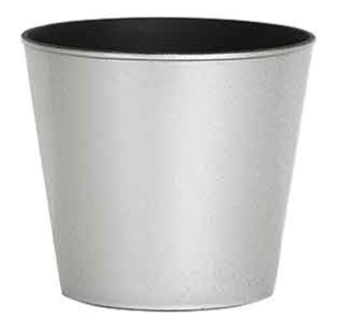 Silver Brushed Plastic Pot Cover 4.5'' 