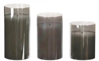 Smokey LED Glass Tube Candles S/3
4",5",6",On/Off, Dimmer and Timer with Remote Included
