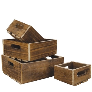 Square Reclaimed Wood Crates with Liners S/4 6",8",10",12"