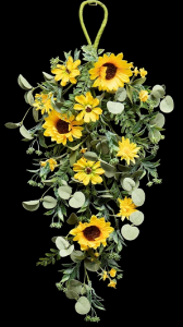 Sunflower Daisy Eucalyptus Teardrop 28'' 