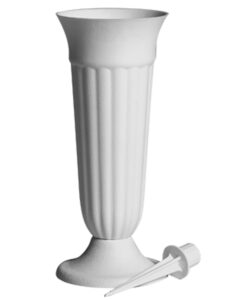  #87 White Trinity Urn Cemetery  Vase Set/9 4" x 10" 