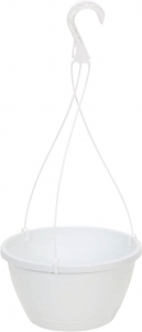 White Cemetery Hanging Basket with Plastic Hangers  6" 