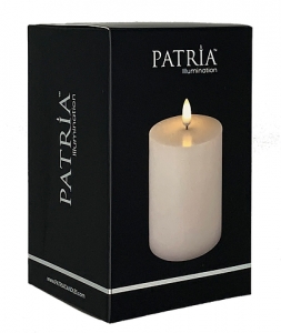 White Patria Realistic Flameless Wax Pillar with Timer 3 Sizes 