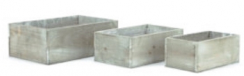 White Rectangular Wooden Boxes with Liners S/3