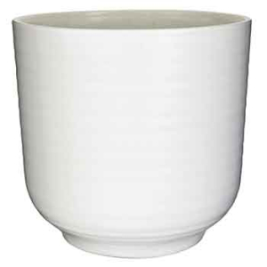 White Ribbed Ceramic Pot Cover 
8.5" x 8.75"