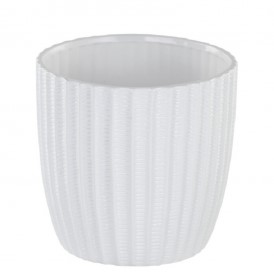 White Vertical Ribbed Pot Cover 6" 