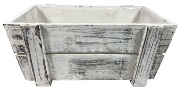 White Wooden Rectangular Planter with Liner 12" x 7" x 5"