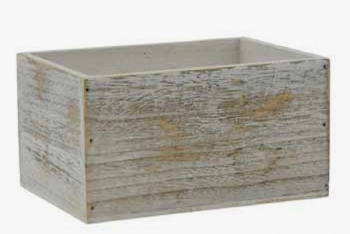 Whitewashed Rectangular Wooden Box with Liner 7" x 5"