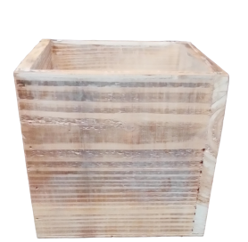Whitewashed Wooden Cube with Liner
