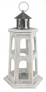 Wood/Metal Light House Lantern
13" x 32", No Glass