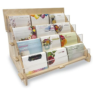 Wood and Acrylic Counter Top Card Rack Holds 1,200 Cards and/or Envelopes