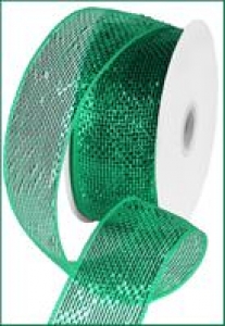 #40 Emerald Metallic Mesh Ribbon 
2.5" x 25yd