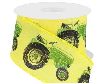 #40 Wired Yellow/Green Burlap Tractor 
2.5" x 10yd