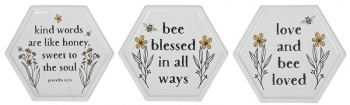 Metal Enamel Bee Sentiment Wall Plaques S/6
9" x 8"
NO LONGER AVAILABLE 
