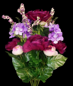 Purple/Burgundy Mixed Camellia Hydrangea x 14 
21"