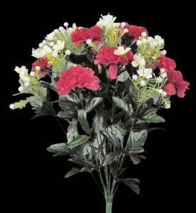 Red/White Carnation x 18 with Filler 
20"