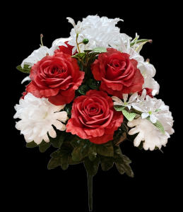 Red/White Mixed Lily Rose Mum x 22 
22"