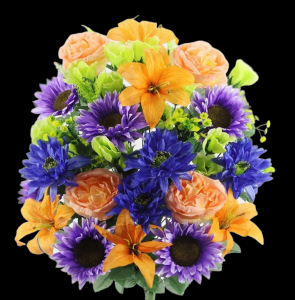 Orange/Blue/Lavender Mixed Dahlia Sunflower x 36 
26"