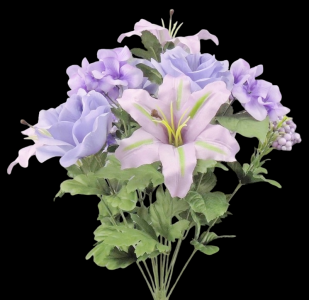 Purple/Lavender Mixed Lily Hydrangea Rose x 13 
21"