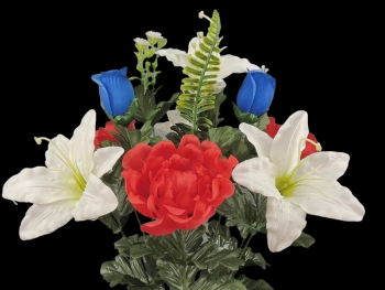Red/White/Blue Mixed Lily Peony Rose Bud x 14
21"