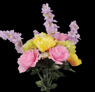 Pink/Yellow/Lavender Mixed Peony Rose Hydrangea x 24 
24"