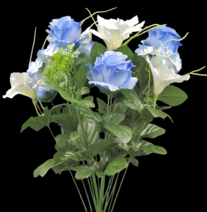 Blue/Cream Mixed Rose Lily x 18 
23"