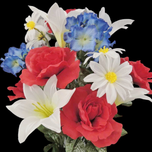 Red/White/Blue Mixed Rose Lily Hydrangea
24"