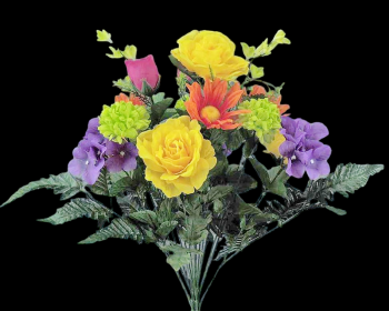 Yellow/Orange/Purple Mixed Rose Mum Hydrangea x 18 
22"