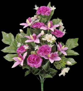 Fuchsia/Lavender Mixed Cabbage Rose Orchid Half Bush x 18 
24"