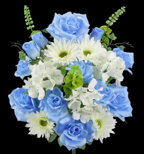 Light Blue/Cream Mixed Rose Gerbera Hydrangea x 24 
24"