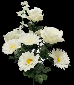 Cream/White Mixed Rose Gerbera Spike x 14 
20"