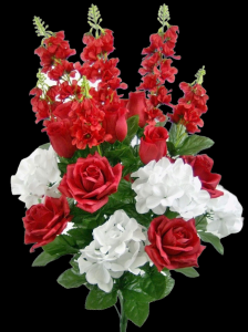 Red/White Mixed Rose Hydrangea Delphinium x 24 
30"