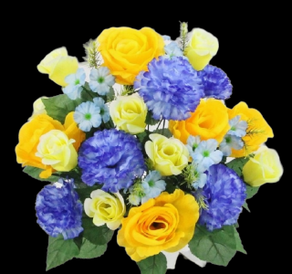 Citrus/Blue/Yellow Mixed Rose Carnation x 24 
19"