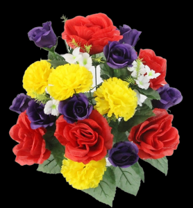 Red/Yellow/Purple Mixed Rose Carnation x 24 
19"