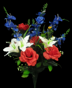 Red/White/Blue Mixed Rose Lily Stock x 18
26"