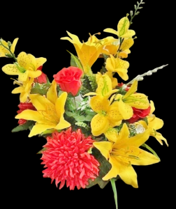 Red/Yellow Mixed Lily Mum Spike x 12 
22"