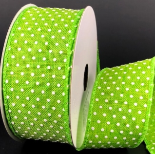#9 Wired Lime Linen/White Microdots
1.5" x 10yd