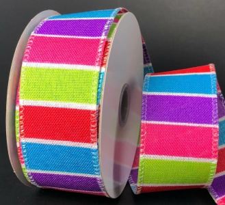 #9 Wired Linen Purple/Aqua/Red/Lime/Pink Thick Stripe 