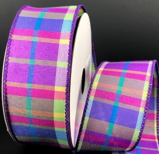 #9 Wired Blue/Green/Pink/Yellow Toni Plaid 1.5" x 10yd