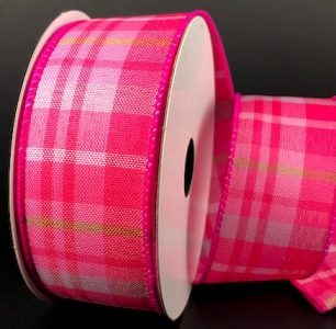 #9 Wired Pink/Green/Blue/White Toni Plaid 1.5" x 10yd
