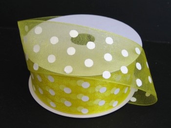 #9 Daffodil Sheer with Dots 
1.5" x 25yd