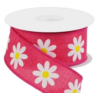 #9 Wired Hot Pink Daisies 1.5" x 10yd
