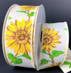 #9 Wired Ivory Linen Sunflowers
1.5" x 10yd
