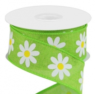 #9 Wired Lime Daisies 1.5" x 10yd